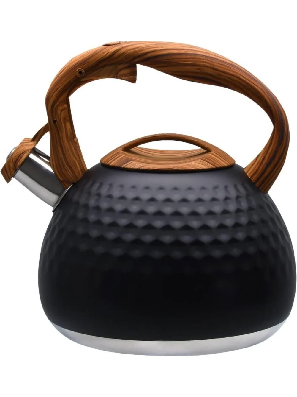 Kitchen Black Boiling Water Coffee or Milk Wood Pattern Handle Tea Kettle